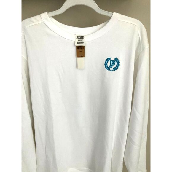 VS Pink - SIZE M - White Campus Sweatshirt with Blue Logo On Chest - Brand New! - Picture 2 of 3